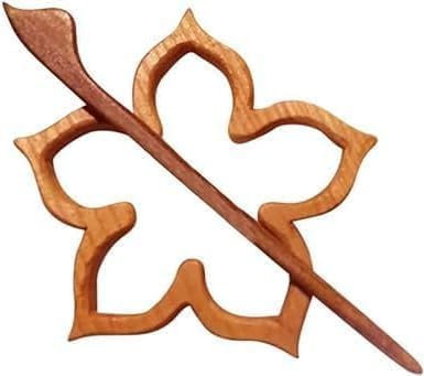 Broche en bois avec motif marguerite - Pour filles et garçons - Épingle à châle - Boucle de revers - Cadeau pour femme et fille - Bijoux, 1, Bois