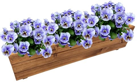 GoodFreshDecor Macetero Madera Jardinera Maceta Exterior Interior Jardín Terraza Balcón Rectangular Decoración 59,5 x 20 x 17 cm Color marrón