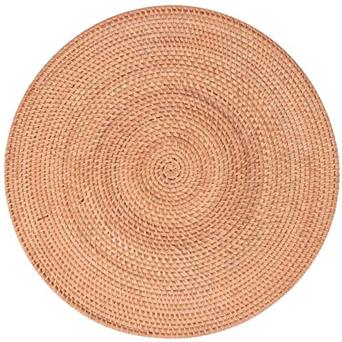 Pqahffowr Tovagliette Intrecciate nel Rattan, Sottopiatti, Tovagliette Antiscivolo Resistenti al, Tovagliette nel Vimini, Sottopentole per Piatti Caldi Rotondi, 40 Cm