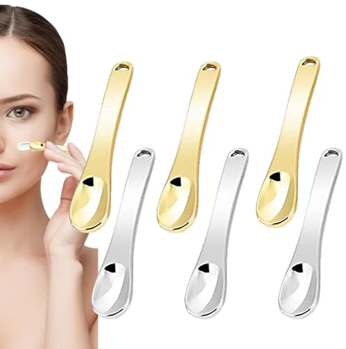 SCOOP COSMÉTICA, CUMA CRAMA,6x Sucos de cara reutilizable | Aplicador de crema, herramientas de belleza, cuchara de humectante de metal para mezcla, cosmética facial