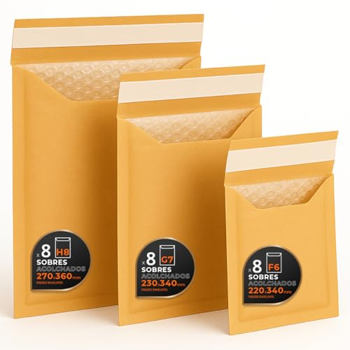 Luftpolstertaschen für Versand, 3 Größen – Kraft, Weiß oder Kombi – Selbstklebend – Papierumschläge mit Luftpolster, ideal für Versandtaschen - Pack L - Ofituria (Kraft, 24 Umschläge)