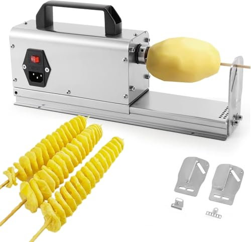 Annuod Cortador de Papas en Espiral eléctrico Comercial, máquina Profesional de Acero Inoxidable para torcer Papas Fritas y Salchichas.