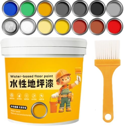 Waterproof Water-Based Epoxy Floor Paint - 2025 New Water-Based Garage Epoxy Flooring Paint, Quick-Dry Anti-Slip Concrete Floor Paints For Interior & Exterior (M Yellow)