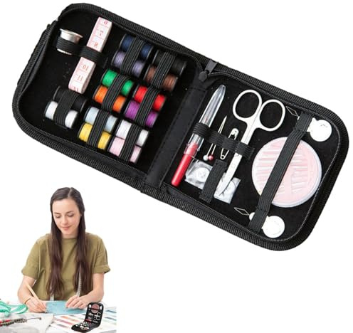 Strumenti per cucito creativo a mano - Scatola da cucito da viaggio, set da 10 pezzi | Kit da viaggio portatile per adulti, accessori e forniture per fai da te, quilting, cucito, filo da ricamo, ago,