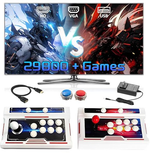 29800 Jeux en 1 Console de Jeux rétro,Console d'émulation Bluetooth pour Manette sans Fil/TV/PC/Projecteur/Console,3-4 Joueurs,1280*720 HD,Recherche/Cache/Enregistrement/Chargement/Pause des Jeux