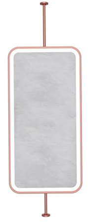 LFONDIGE Specchio da Bagno Illuminato, Specchio Ovale da soffitto, Specchio da Trucco HD, per Bagno, Toilette e rasatura (Il Braccio può Essere Personalizzato) (Bronzo, 40x80 cm)