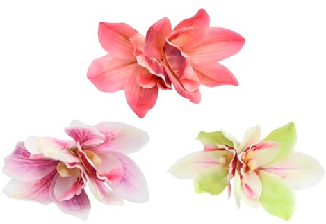 Lot de 3 Pinces à Cheveux Fleur Hawaïenne pour Femme, Élégantes Barrettes avec Fleurs Artificielles, Orchidées et Hibiscus, Accessoire Idéal pour Mariage et Vacances