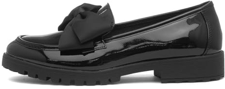 Cushion Walk Hanoi Womens Black Patent Bow Loafer - Size 5 UK - Black