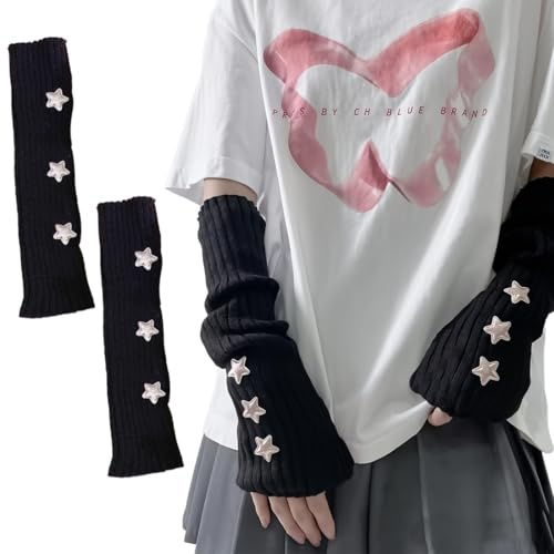 COYUN 1 Paar Armstulpen Damen, Lange Fingerless Gloves Weiche Arm Warmers Winter Arm Sleeve Armwärmer Gestrickte Arm Stulpen Damen Fingerlose Handschuhe Hand Warmers, für Damen Mädchen