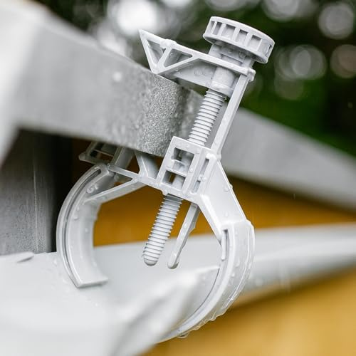 White Mini Gutter Guttering Shed Bracket Clamp Adjustable - No Tools Required