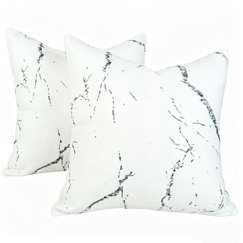 OYIMUA 2er Set Deko Kissenbezug 50x50 Weiß Chenille Kissenbezüge Moderne Dekokissen Weich Sofakissen Quadratisch Kuschelkissen Aesthetic Pillow Cover