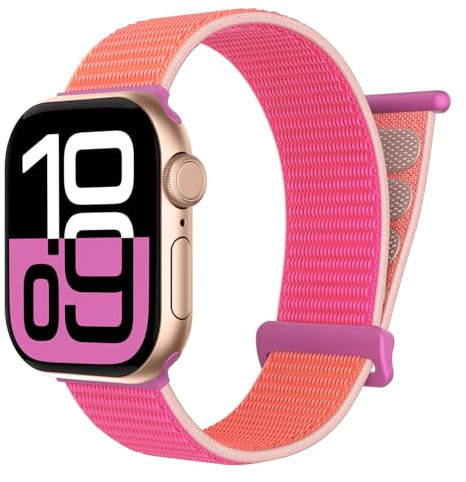 Olgary Nylon Bracelet Compatible avec Apple Watch Bracelet 44mm 45mm 46mm 49mm 42mm 40mm 38mm Homme Femme, Elastique Sport Strap Bracelets pour iWatch Series 11 10 9 8 7 6 5 4 Ultra SE 3 2 1