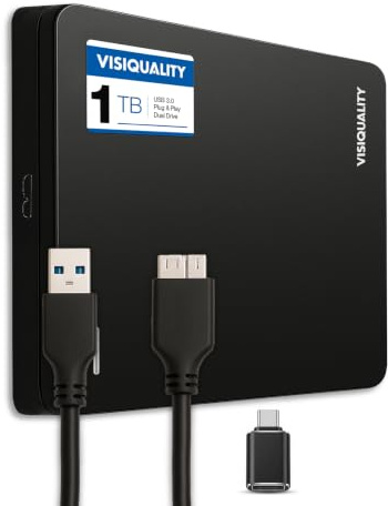 Schnelle Externe Festplatte 1TB HDD USB3.0/C Compatible Plug&Play Schwarz