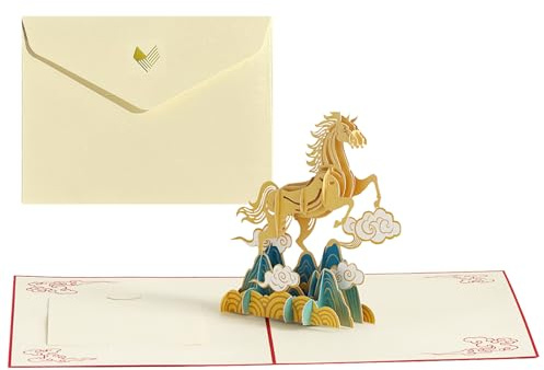 Tarjetas de Año Nuevo chino 2026, tarjeta de felicitación 3D, tarjeta de regalo de Año Nuevo chino, suministros para niños, familiares, amigos, festivales de primavera, ceremonia, oficina interior