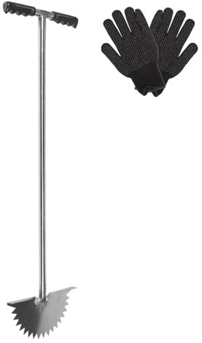 GLEAVI Coupe-Bordures Manuel Demi-Lune en Acier Inoxydable Poignée en T, Outil de Toilettage pour Pelouse et Bordures, Adapté aux Trottoirs, Aménagement Paysager et Parterres de Jardin,