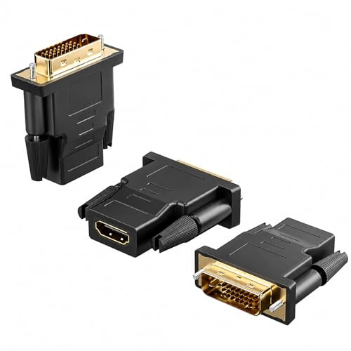TAKUZA Adattatore da DVI a HDMI, 3 pezzi, adattatore bidirezionale da HDMI a DVI | Convertitore DVI-D (24+1) maschio a HDMI femmina, 1080P, plug and play per PC, laptop, monitor, TV, PS4/PS5