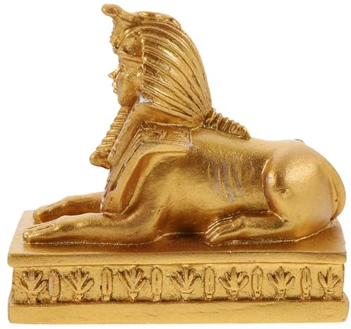 Sphinx Deko Ornament für Aquarium und Regal aus Kunstharz Gold | Hohe Nachbildung, Stabile Ausführung, für Tisch und Ablage, Klassische Ägyptische Gestaltung