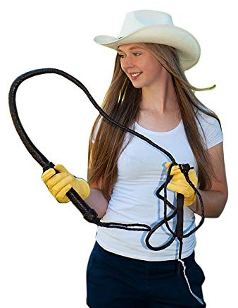 HKM 11531_Dark Brown_330 Westernpeitsche, Cowboy Peitsche Lederpeitsche, Leder Braun 330cm