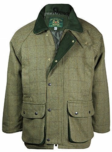 Hommes Derbies en Tweed Veste extérieur Respirable matelassé Manteau imperméable Pêche Chasse Agriculture Laine Hommes de Marque - léger Vert Olive, Small