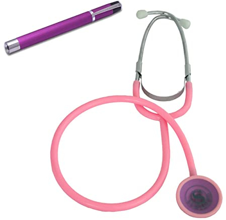 Flachkopfstethoskop pink mit Aluminiumleuchte lila