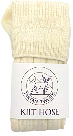 Men's Scottish Wool Kilt Hose Socks (6-9, Plain Cream)