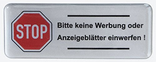 BIKE-label 3D Briefkasten Aufkleber Silber Bitte keine Werbung 80x30 mm 402202 (Silber)