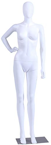 Eurohandisplay FC-11W Frau Schaufensterpuppe matt weiß ohne Gesicht Arme und Kopf 360 Grad drehbar Schaufensterpuppe Female Mannequin Egghead (Frau)