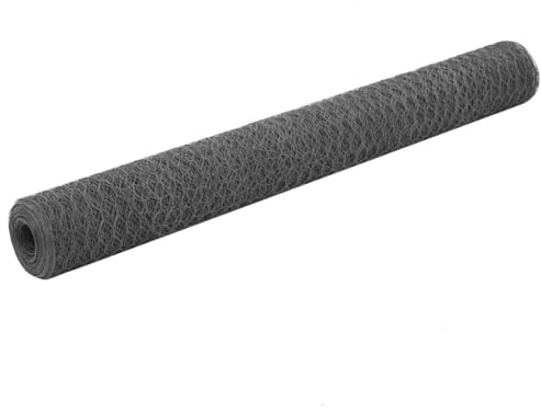 vidaXL Hönsnät stål med PVC-beläggning 25x1,2 m grå, nät, stängselnätrulle, nätrulle, stängselnät, stängselnätrullar, nätrullar, nätstaket