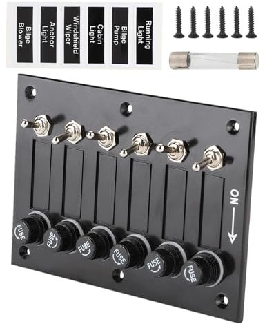 Delaman Panel de Interruptores de Palanca, DC 12V / 24V Geloo Panel de Interruptores Basculantes Apagado de 6 Pandillas Panel de Interruptores de Encendido para Marine Boat Caravan RV