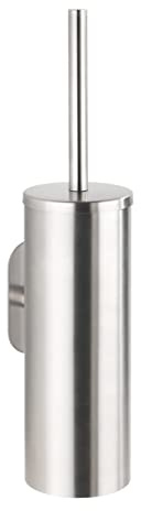 WENKO Turbo-Loc® WC-Garnitur Orea Matt geschlossen, Befestigen ohne Bohren, Toilettenbürstenhalter mit hygienischer WC-Bürste, in massiver Qualität aus rostfreiem Edelstahl matt, 9 x 39 x 12,5 cm