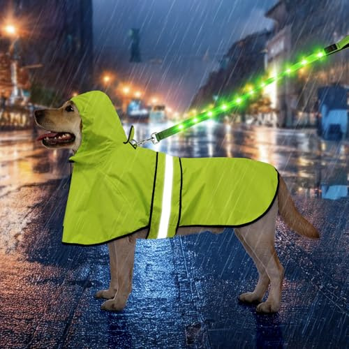 Weesiber Dog Coats Waterproof - Adjustable Dog Raincoat with Reflective Strip, Lightweight Rain Jacket for Small to X-Large Dogs (Large, Green)