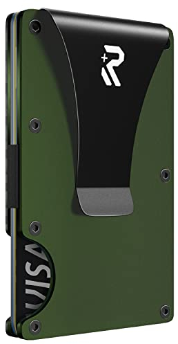 RealPlus Kreditkartenetui mit Geldklammer-RFID NFC Schutz Kartenetui für Herren, Kreditkarten Etuis, Geldbörse, Slim Wallet, Lege bis zu 15 Karten, Geschenke für Männer, Tragbar, Stilvoll (Grün)