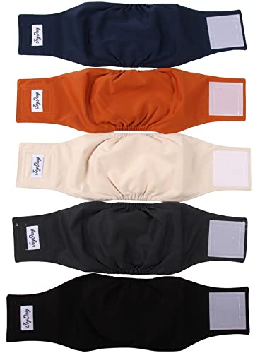 JoyDaog Pañales Reutilizables para el Vientre de Perros Machos, Paquete de 5 Lavables de Primera Calidad, Talla S