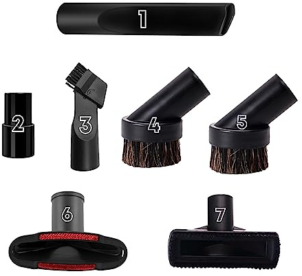 1 1/4 Vacuum Attachments & Brushes for Shop Vac Accessories Household Cleaning Kit Brush Nozzle Crevice Tool with Adapter for 1 to 2 Hose Set of 7…