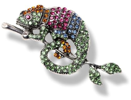 Broches De Bisuteria Broche De Camaleón De Diamante De Aleación Verde Pin Animal Joyería De Insectos Ramillete