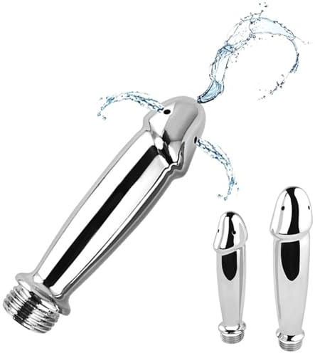 Axcroo Edelstahl Analdusche Vaginaldusche Dildo Duschköpfe Enema Nozzle Metall Klistierspritze Irrigator Einlauf Anal Vaginal Dusche Analspülung Darmreinigung für Männer Frauen Zur Intimreinigung (S)
