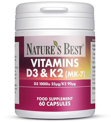 Nature's Best Bone & Immune Boost - High Strength Vitamin D3 1000iu & K2 90µg - Optimal Support for Bones, Teeth, and Immune Function - UK Made - 60 Capsules (2 Months' Supply)
