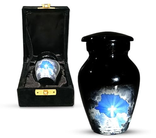 Urna de cremación pequeña de recuerdo para cenizas humanas, urnas pequeñas escalera al cielo, mini urnas de cremación cruzada para cenizas, urnas conmemorativas funerarias, urnas de recuerdo para