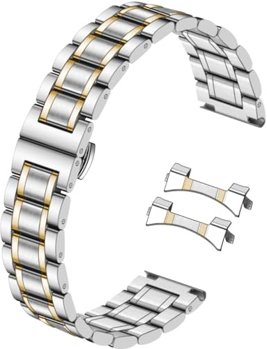Juntan 18mm 20mm 22mm 24mm Uhrenarmband Edelstahl Quick Release Metall Uhrenarmbänder Armbänder Gebogen/Gerade Enden Passend für Samsung Galaxy Watch 7/6/5/4/3 für Männer Frauen