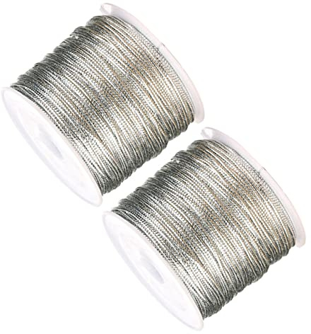 jojofuny 2 Roll Silver Presents Wrapping Rope for DIY Decoration Supplies, Lightweight Cloth Material Wide Usage, for Home and Store Packaging and Craft Projects