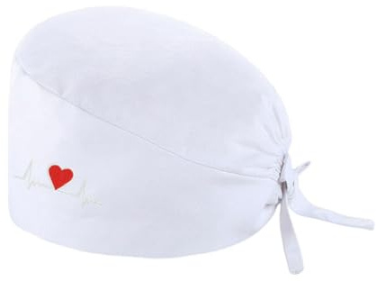 Op Hauben Damen Op Haube Stoff Krankenschwester Haube Einstellbare Chirurgische Mütze Knöpfen Verstellbar Arbeitskappe Schweißbandkapuzen Baumwolle Staubkappe Kappe Turban Hut (02-White, One Size)