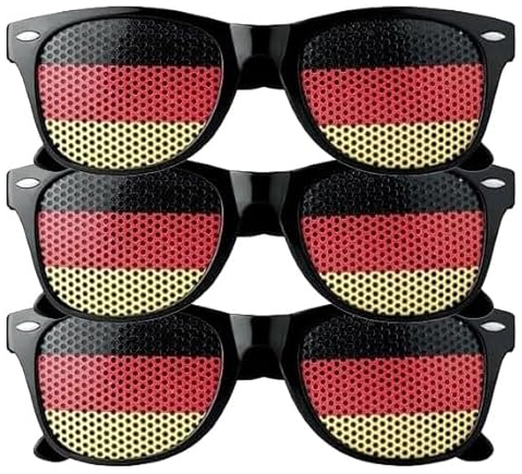 3 Stück Partnerset Sonnenbrillen | Deutschland Fanartikel | EM 2024 Fanartikel | Fan Sonnenbrille | Fußball Fanartikel | Fußball Sonnenbrille EM Deutschland | Sonnenbrille Fußball Europameisterschaft