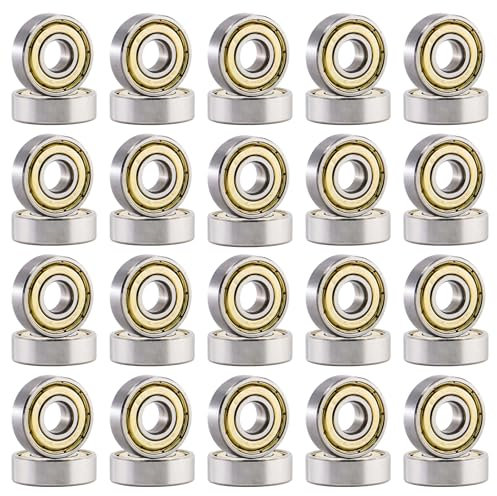 alwaiiz 40 Stück 608ZZ Kugellager, 8mm x 22mm x 7mm Metall Double Shielded Miniatur Rillenkugellage, Bearings Geeignet für Skateboards, Inline-Skates