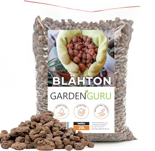 Blähton 20 l, Substrat für Hydrokulturpflanzen | Tongranulat, Korngröße 8-16 mm, Drainagematerial und Bodenverbesserer
