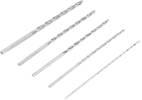 KooingTech Lange Holzbohrer, 150 mm lang, 2/3/3,5/4/5 mm Durchmesser, extra lange Bohrer für harten Stahl, Metall, Aluminium, Kunststoff