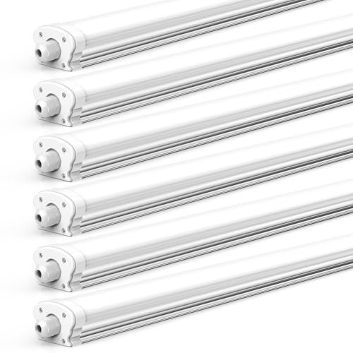 JESLED - 6er Sst LED Feuchtraumleuchte 120cm IP65-30W 5200 Lumen - 4000K Neutralweiß - Verknüpfbar - Kellerleuchte, Nassraumleuchte - Feuchtraum Wannenleuchte [Energieklasse C]