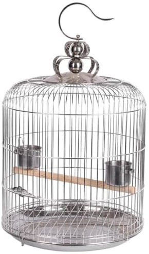 Papageienkäfig Vintage Vogelkäfig Für Aufhängen, Vogelkäfig Mit Futterstation, Runde Vogelkäfige Aus Edelstahl, Haus, Vogelträger Für Vögel Für Drinnen Draußen(36cm)