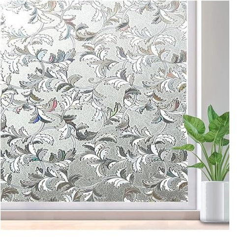 Sichtschutzfolie for Fenster, Sichtschutzfolie for Glasfenster, 3D-Dekor, Glastür-Fensterabdeckung, Abnehmbarer Fensteraufkleber(45x100cm)