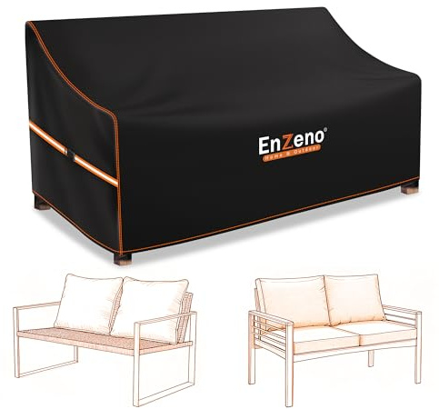 Enzeno Housse de Protection pour Banc en Palette,pour Canapé 3 Places | 208x99x89/61cm,tissu 420D Oxford,adapté pour canapé en rotin,canapé lounge et banc de jardin,imperméable et coupe-vent