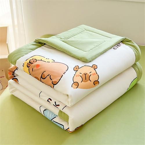 Odot Edredon Lavable Sin Funda 4,5 TOG, Reversible Primavera Edredón Verano Cama Ligera y Suave Reversible Acolchado de Manta para Días Calurosos (Carpincho Adorable,150 * 200cm)